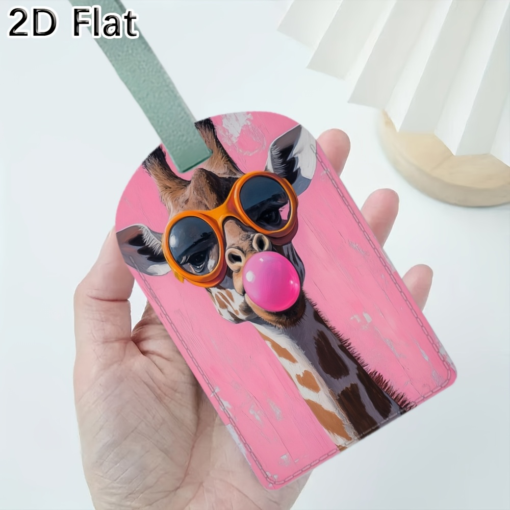 かわいいキリンの荷物タグ、メガネとバブルガムのプリント入り旅 - Label Maker のレビューと価格