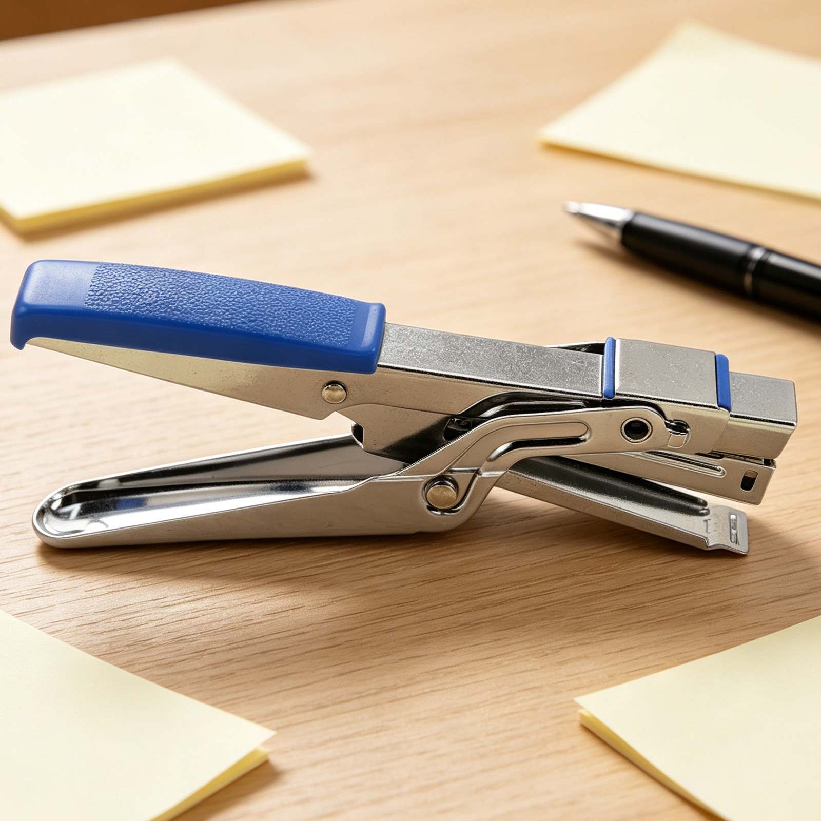 頑丈なハンドヘルド式ステープラー。青色のデスクステープラーで - Stapler Heavy Duty のレビューと価格
